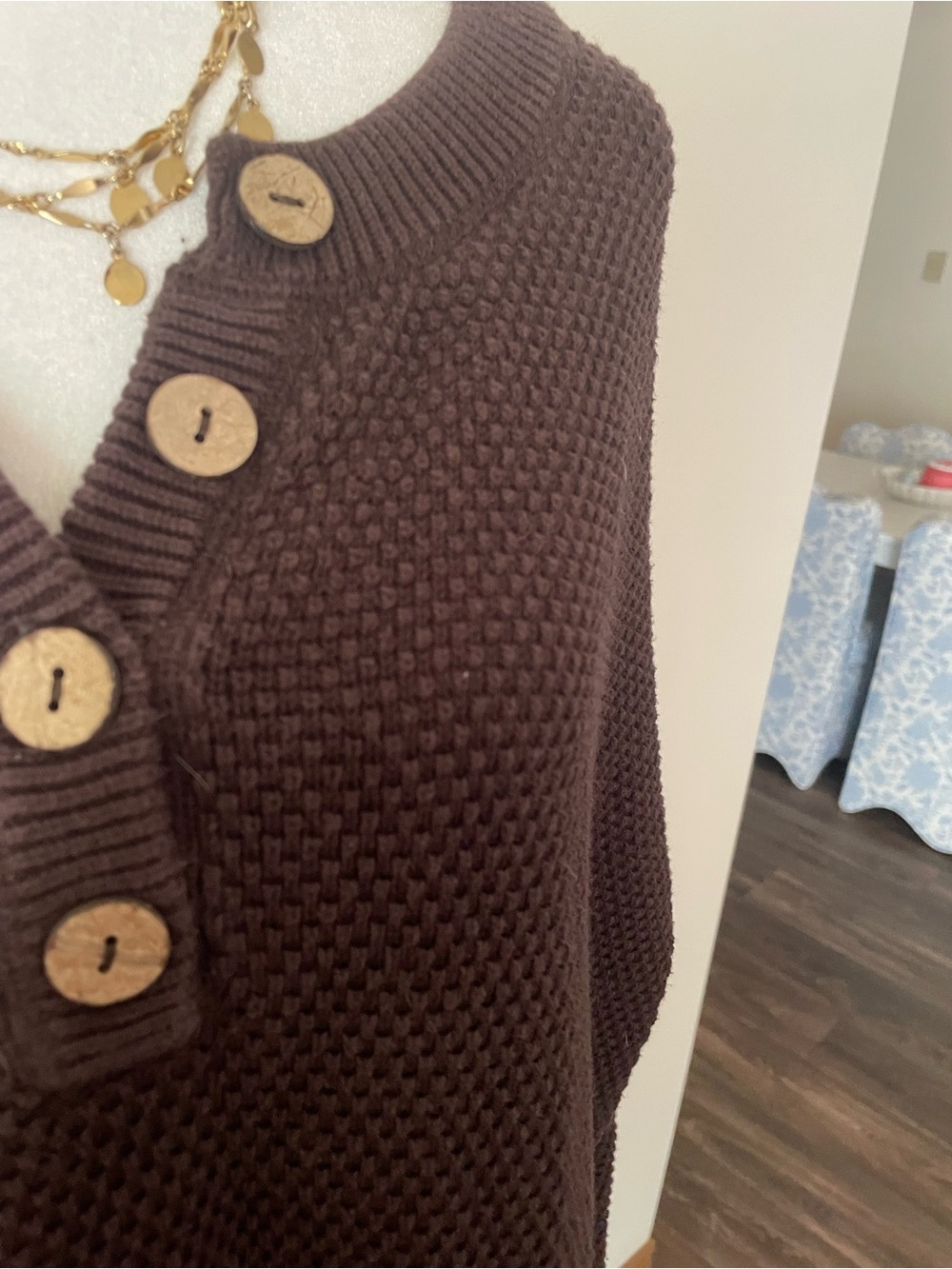 Free People Beach Hailee Henley Sweater in Hot Fudge Brown Size Large - Picture 6 of 8